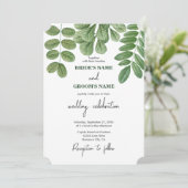 Moderne Aquarellgrüne Smaragdgrüne Hochzeit Einladung (Stehend Vorderseite)