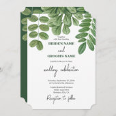 Moderne Aquarellgrüne Smaragdgrüne Hochzeit Einladung (Vorne/Hinten)