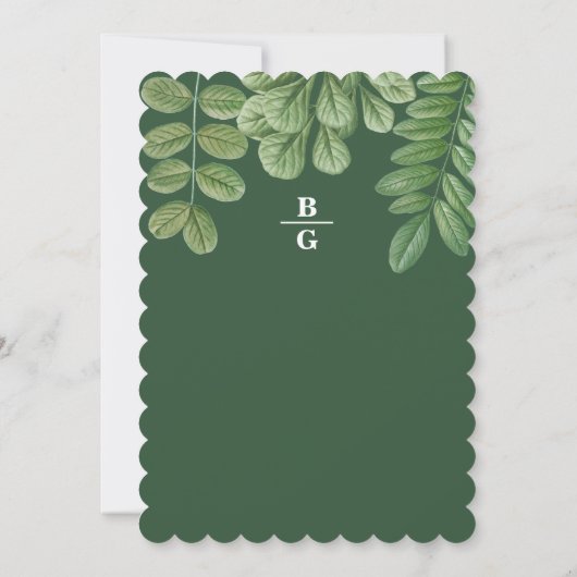 Moderne Aquarellgrüne Smaragdgrüne Hochzeit Einladung (Rückseite)