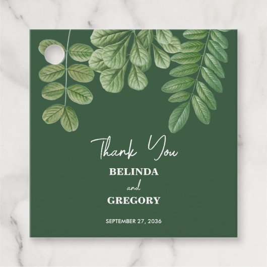 Moderne Aquarellgrüne Smaragdgrüne Hochzeit Geschenkanhänger (Vorderseite)