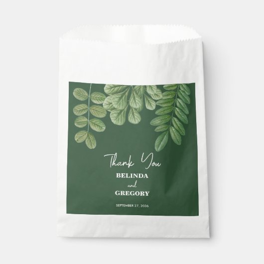 Moderne Aquarellgrüne Smaragdgrüne Hochzeit Geschenktütchen (Vorderseite)