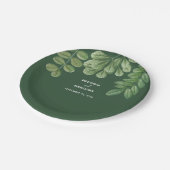 Moderne Aquarellgrüne Smaragdgrüne Hochzeit Pappteller (Schrägansicht)