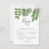 Moderne Aquarellgrüne Smaragdgrüne Hochzeit RSVP Karte (Vorderseite)