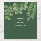 Moderne Aquarellgrüne Smaragdgrüne Hochzeit Weinetikett (Einzelnes Label)