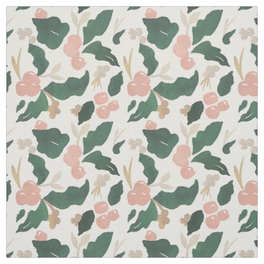 Moderne Aquarellholz-Blätter und Beeren Stoff (Muster)