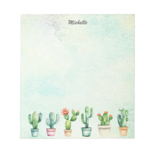 Moderne Aquarellkaktus Cacti Wüste Sukkulent Notizblock