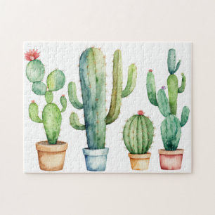 Moderne Aquarellkaktus Cacti Wüste Sukkulent Puzzle