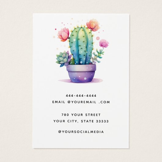 Moderne Aquarellkarte Cactus Ohrring (Rückseite)