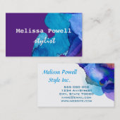 moderne Aquarellkarte lila und blau Visitenkarte (Vorne/Hinten)