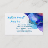 moderne Aquarellkarte lila und blau Visitenkarte (Rückseite)