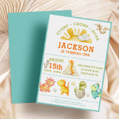 Moderne Aquarellkids Dinosaurier 1. Geburtstag Einladung