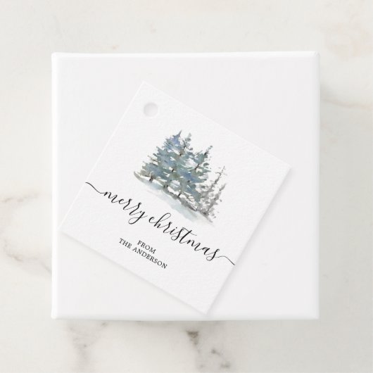 Moderne Aquarellkiefern Weihnachtsgeschenk Geschenkanhänger (Beispiel)