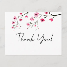 Moderne Aquarellkirsche Blüte Hochzeit danke Postkarte