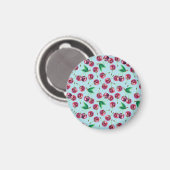 Moderne Aquarellkirschen: Juicy Berry Pattern Magnet (Vorderseite/Rückseite)