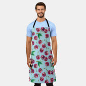 Moderne Aquarellkirschen: Juicy Berry Pattern Schürze (Getragen)