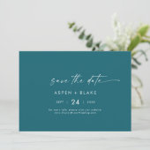 Moderne Aquarellkoordination | Aquamarin horizonta Save The Date (Stehend Vorderseite)