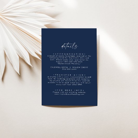 Moderne Aquarellkoordination | Blaue Hochzeit Begleitkarte