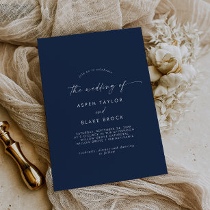 Moderne Aquarellkoordination   Blue Wedding Einladung
