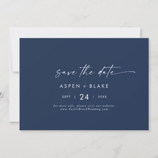 Moderne Aquarellkoordination | Horizontal blau Save The Date (Vorderseite)