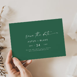 Moderne Aquarellkoordination | Horizontal grün Save The Date