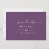 Moderne Aquarellkoordination | Lila horizontal Save The Date (Vorderseite)