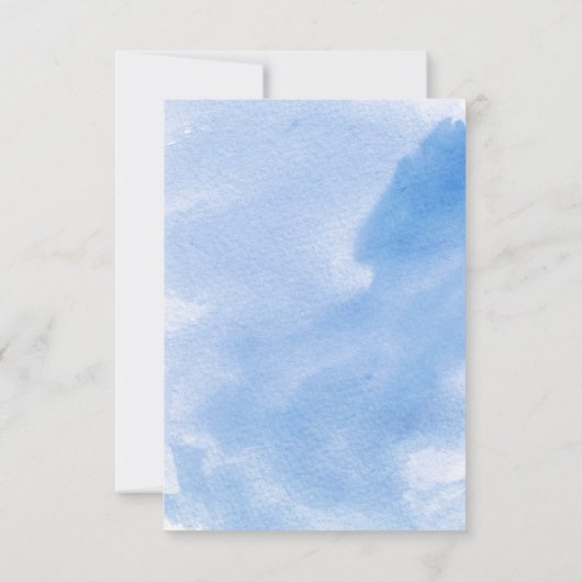 Moderne Aquarellkorallenriff Blaue Hochzeit RSVP (Rückseite)