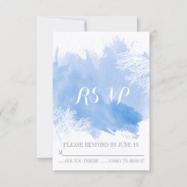 Moderne Aquarellkorallenriff Blaue Hochzeit RSVP Karte