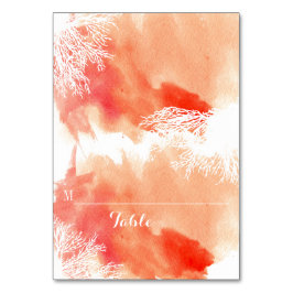 Moderne Aquarellkorallenriff Hochzeitsstiftung Pla Tischnummer