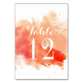 Moderne Aquarellkorallenriff Hochzeitsstiftung Tis Tischnummer (Vorderseite)