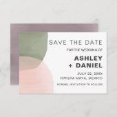 Moderne Aquarellkreise, die das Hochzeitdatum sich Save The Date (Vorne/Hinten)