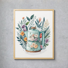 Moderne Aquarellküche Botanische Blumenküche Poster