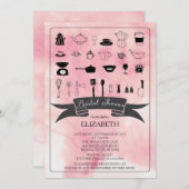 Moderne Aquarellküche Bridal Dusche Einladung (Vorne/Hinten)