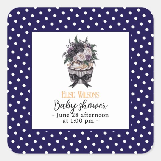 Moderne Aquarellkuchen Babydusche2 Quadratischer Aufkleber (Vorderseite)