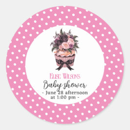 Moderne Aquarellkuchendusche Runder Aufkleber