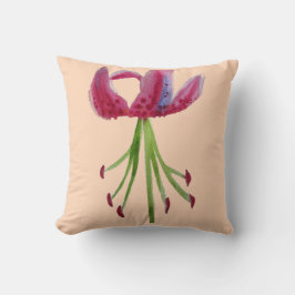 Moderne Aquarellkunst Fuchsia Pink Lilie Blume Kissen