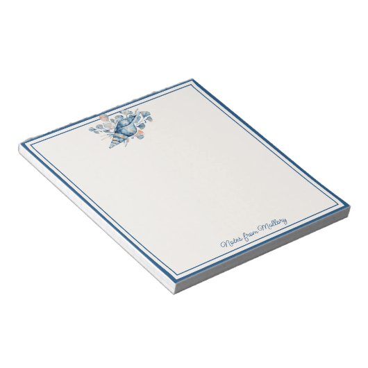 Moderne Aquarellküste Muschel Nautic Notizblock (angewinkelt)