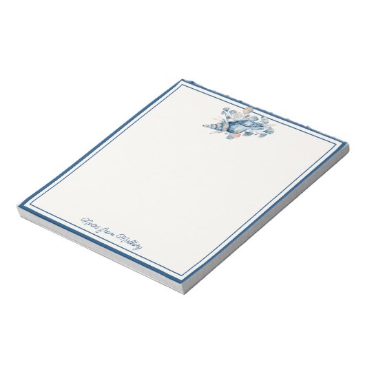 Moderne Aquarellküste Muschel Nautic Notizblock (Rotiert)