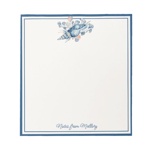 Moderne Aquarellküste Muschel Nautic Notizblock (Vorderseite)