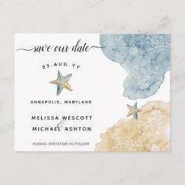 Moderne Aquarellküste Starfish Küste Rettete unser Ankündigungspostkarte