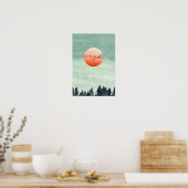 Moderne Aquarelllandschaft Sonnenuntergang Vögel B Poster (Küche)