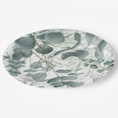 Moderne Aquarellmahlzeit bei Eukalyptus Hochzeit # Pappteller (Schrägansicht)