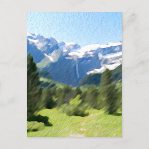 Moderne Aquarellmalerei Landschaft Postkarte