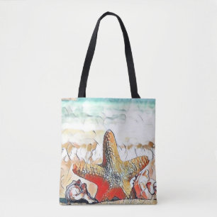 Moderne Aquarellmalerei von orangen Meeresmuscheln Tasche