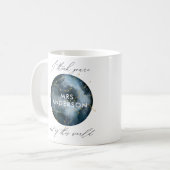 Moderne Aquarellmond-Sternenhimmellehrerin Kaffeetasse (Vorderseite Links)