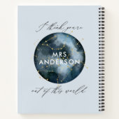 Moderne Aquarellmond-Sternenhimmellehrerin Notizblock (Rückseite)