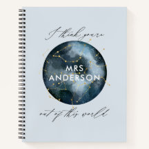 Moderne Aquarellmond-Sternenhimmellehrerin