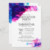 Moderne Aquarellmudges Graduierungsparty lädt ein Einladung (Vorne/Hinten)