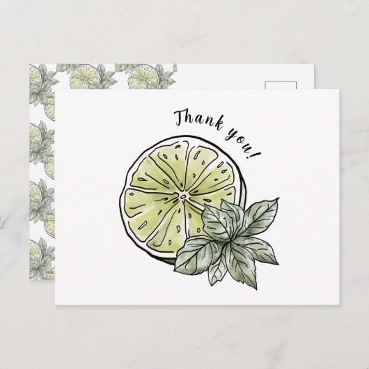 Moderne Aquarellmühle Limones Obst Danke Postkarte (Vorne/Hinten)