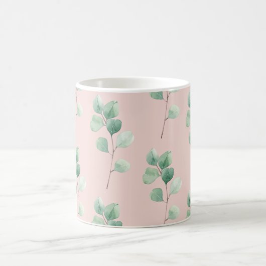 Moderne Aquarellmuster-Blätter Kaffeetasse (Mittel)