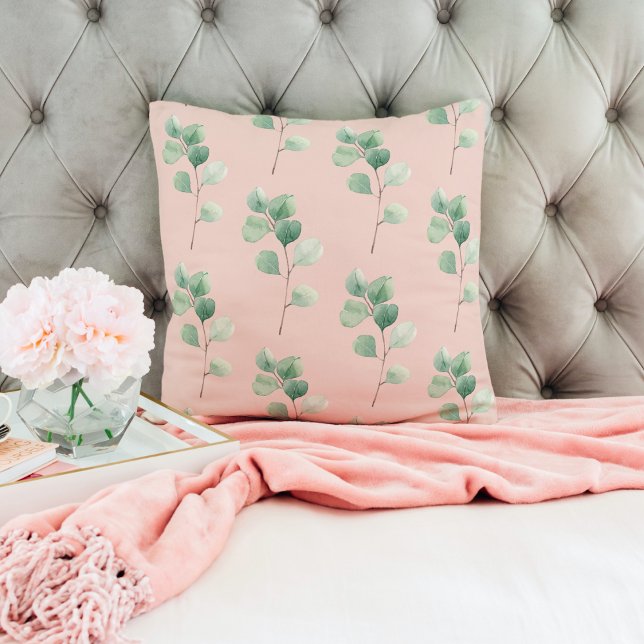 Moderne Aquarellmuster-Blätter Kissen (Von Creator hochgeladen)